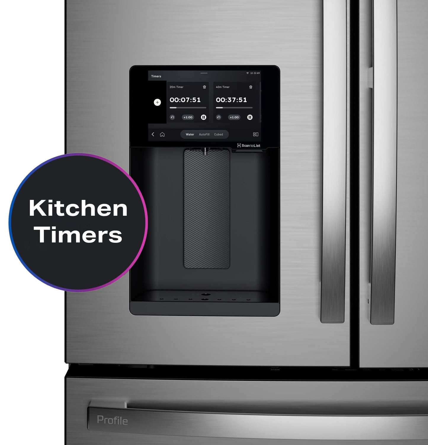 PVD28HYYFS GE Profile™ ENERGY STAR® 27.9 Cu. Ft. Smart 4-Door French-Door Refrigerator with Kitchen Assistant™