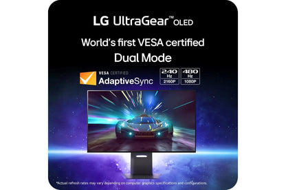 Lg 32GS95UEB 32 Inch UltraGear™ OLED Dual Mode 4K UHD 240Hz or FHD 480Hz 0.03ms G-Sync Compatible Gaming Monitor with Pixel Sound - 32GS95UE-B