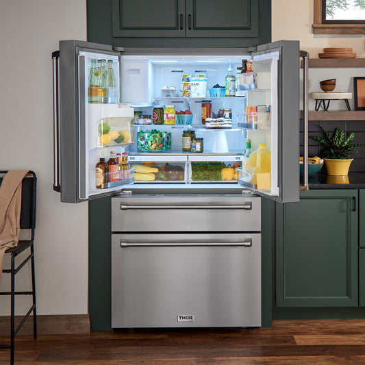 TRF3601FD Thor Kitchen 36 Inch Professional French Door Refrigerator With Ice and Water Dispenser - Model Trf3601fd