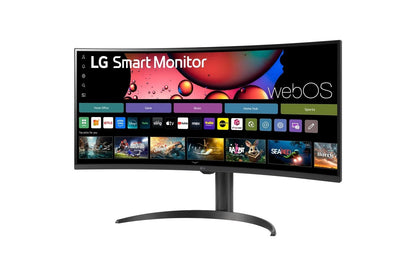 Lg 34SR65QCB 34 Inch Smart Monitor WQHD 1440P Curved Screen 100Hz with webOS Tilt/Height Adjustable Stand