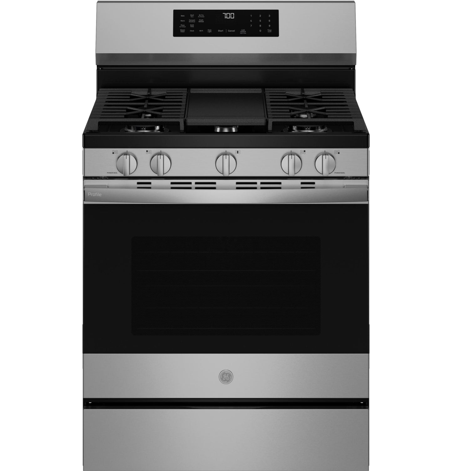PGF700AYFS GE Profile™ 30" Smart Free-Standing Gas Convection Range with No Preheat Air Fry and EasyWash™ Oven Tray