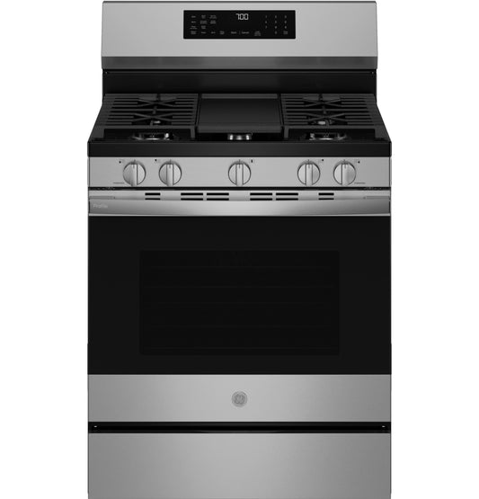 PGF700AYFS GE Profile™ 30" Smart Free-Standing Gas Convection Range with No Preheat Air Fry and EasyWash™ Oven Tray