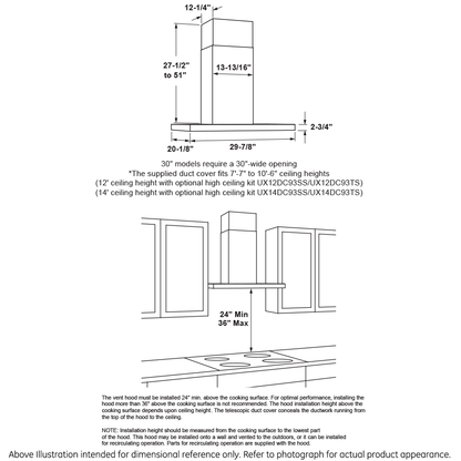 Cafe UVW9301SLSS 30" Smart Designer Wall Mount Hood w/ Perimeter Venting