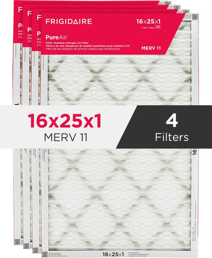 Frigidaire HVAC1625114 PureAir® 16" x 25" x 1" MERV 11 Premium Allergen Air Filter - 4 Pack