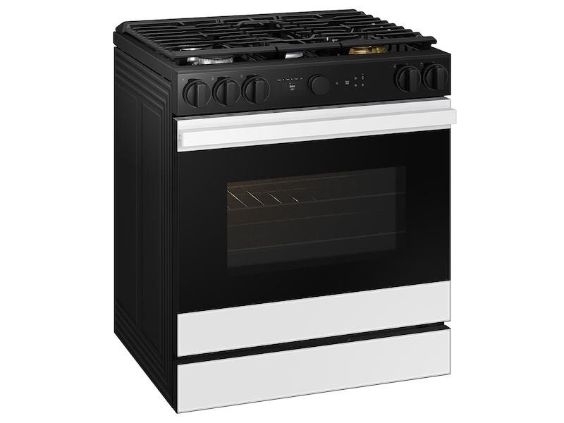 Samsung NSG6DB870012 Bespoke 6.0 cu. ft. Smart Slide-In Gas Range with Smart Oven Camera & Illuminated Precision Knobs in White Glass