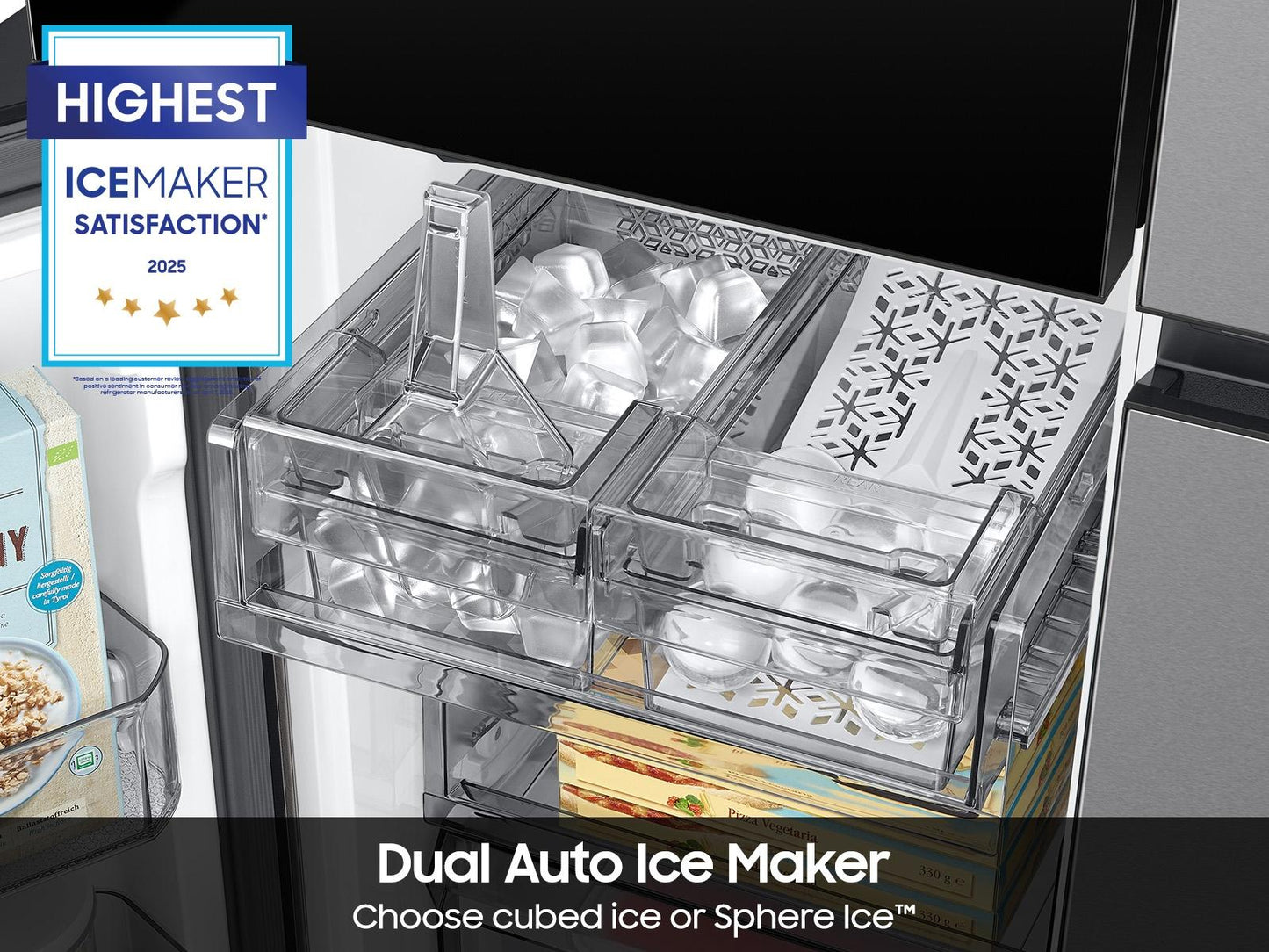 Samsung RF23DB9750QLAA Bespoke AI 4-Door Flex™ Beverage Zone™  Sphere Ice™ & Auto Open Door  23 cu.ft.