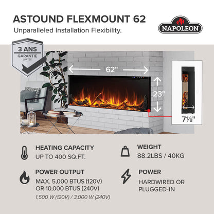 Napoleon Bbq NEFL62AB Astound 62 FlexMount Electric Fireplace