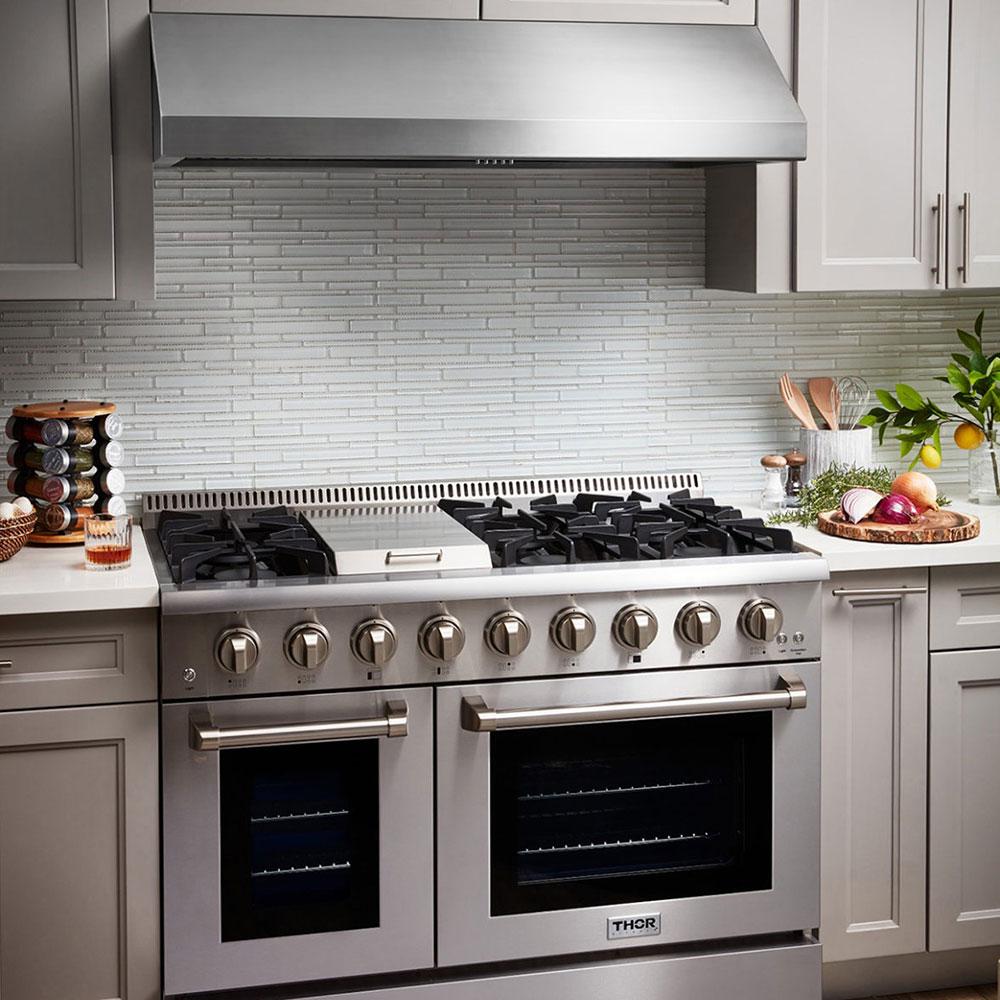Thor Kitchen TRH4806 48 Inch Professional Range Hood, 11 Inches Tall In Stainless Steel (duct Cover Sold Separately) - Model Trh4806