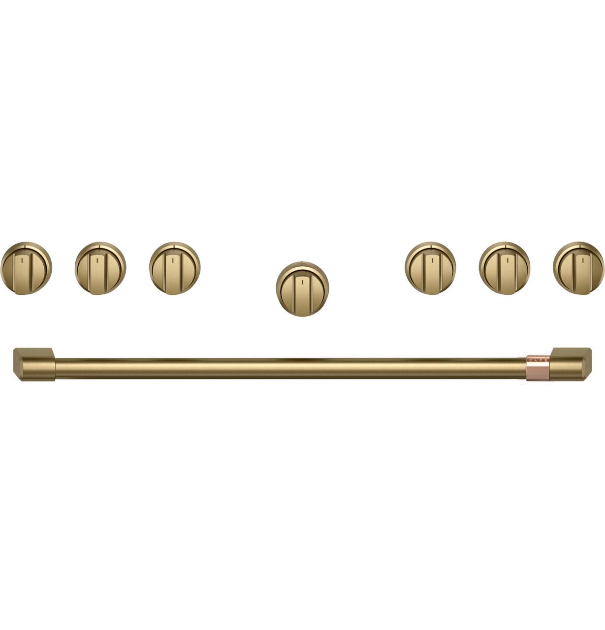 Cafe CXPR6HKPTCG CAF(EBACK)™ 36" Brushed Brass Handle & Knob Set for Pro Range and Rangetop