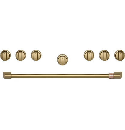 Cafe CXPR6HKPTCG CAF(EBACK)™ 36" Brushed Brass Handle & Knob Set for Pro Range and Rangetop