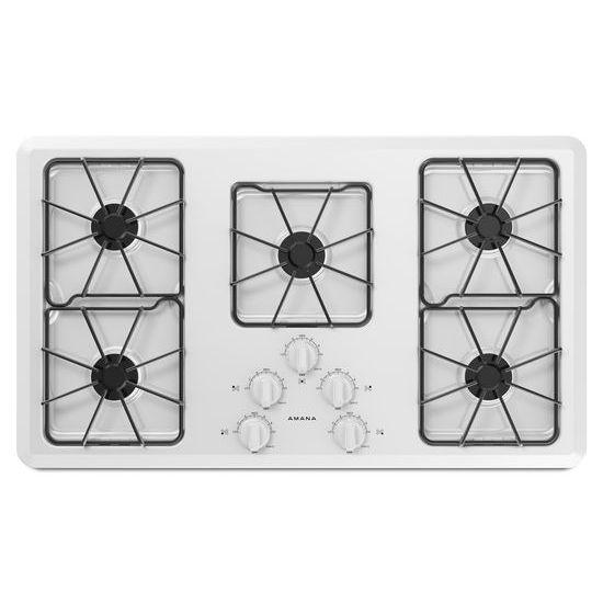 36-inch Gas Cooktop with Front Controls - white