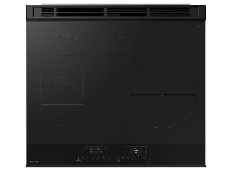 Samsung Bespoke 6.3 cu. ft. Smart Slide-In Induction Range with Anti-Scratch Glass Cooktop in Matte Black Steel