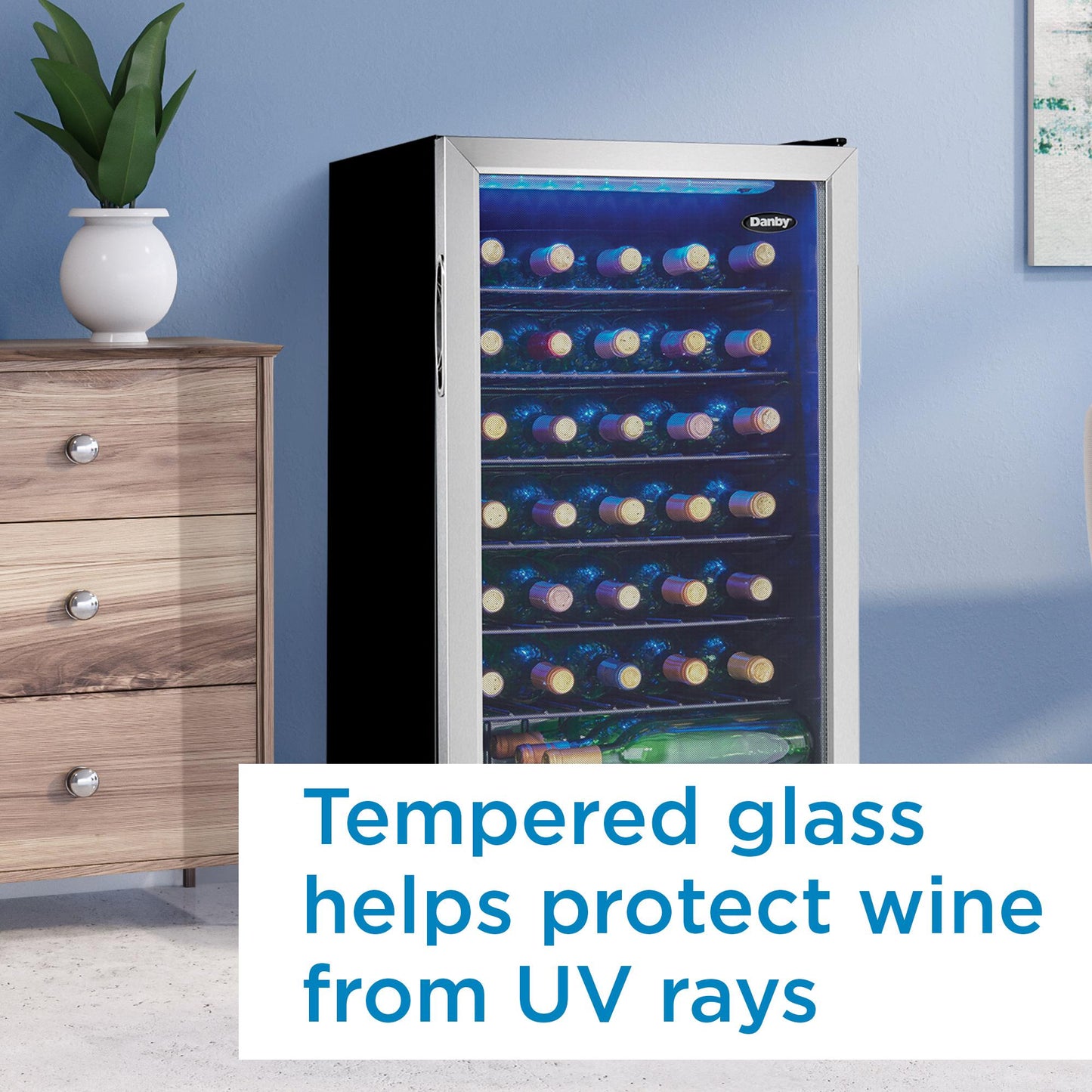 DWC036A1BSSDB6 Danby 36 Bottle Free-Standing Wine Cooler in Stainless Steel
