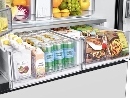 Samsung RF30BB620012 Bespoke 3-Door French Door Refrigerator 30 cu. ft. in White Glass with AutoFill Water Pitcher