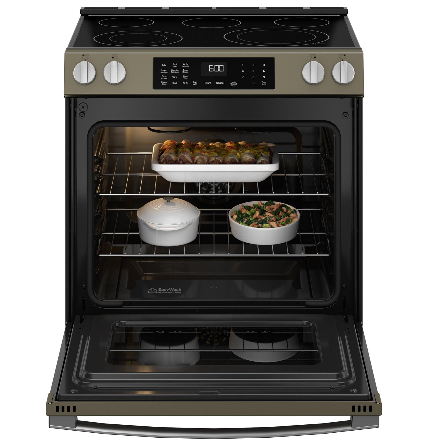 GRS600AVES GE® ENERGY STAR® 30" Slide-In Electric Convection Range with No Preheat Air Fry and EasyWash™ Oven Tray