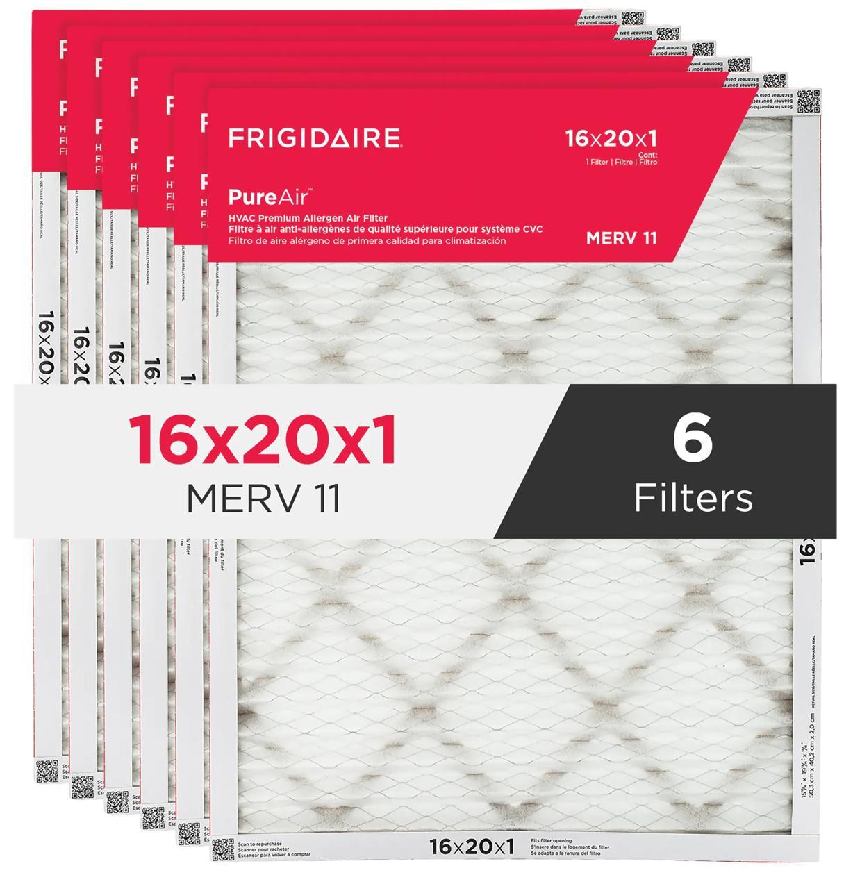 Frigidaire HVAC1620116 PureAir® 16" x 20" x 1" MERV 11 Premium Allergen Air Filter - 6 Pack