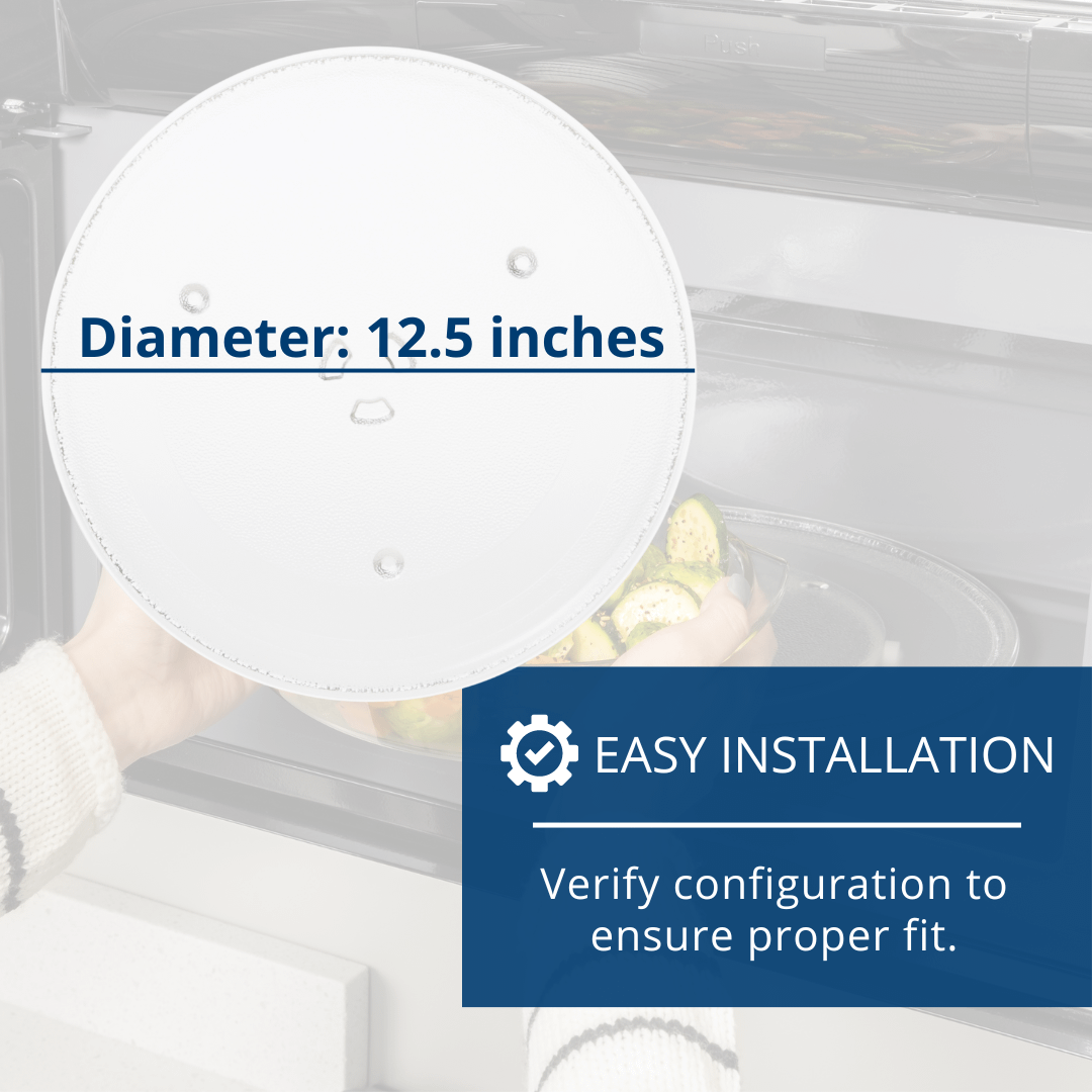 UNIVTRAY125 GE Appliances 12.5 inch Microwave Glass Tray Replacement, UNIVTRAY125