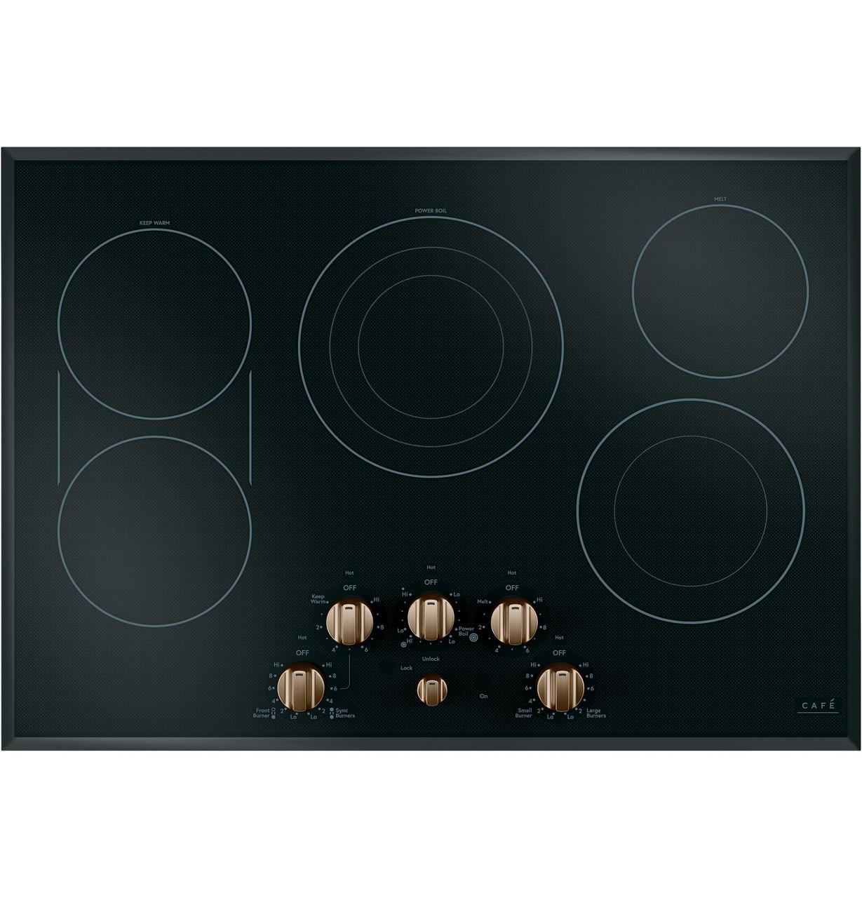 Cafe CXCE1HKPMBZ CAF(EBACK)™ 5 Electric Cooktop Knobs - Brushed Bronze