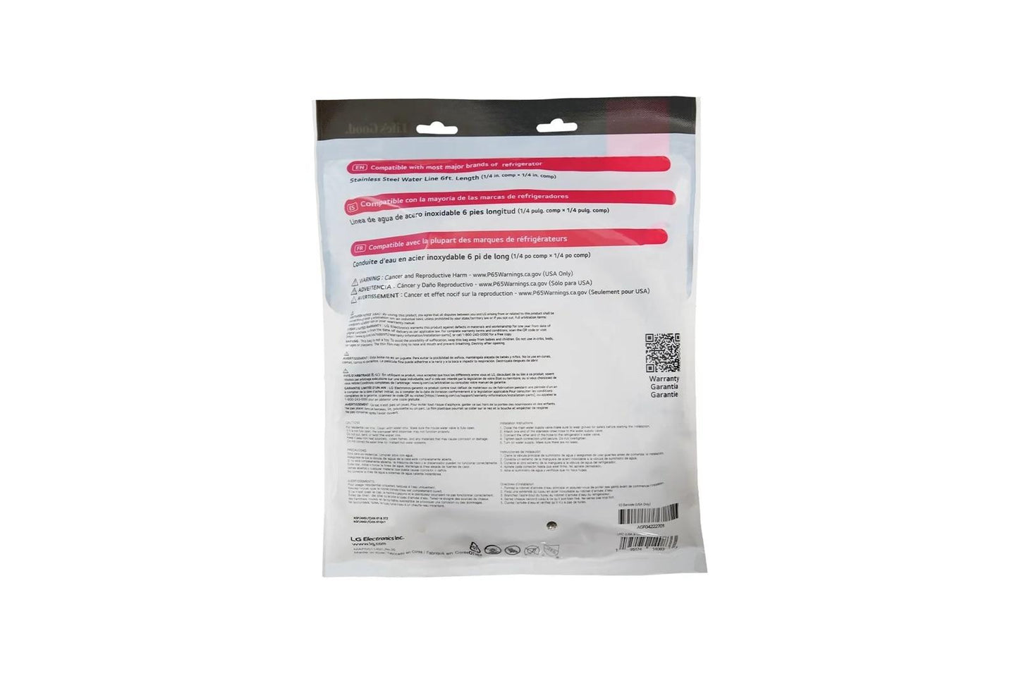 AGF04222701 LG Accessories Universal 6ft Stainless Steel Refrigerator Water Line