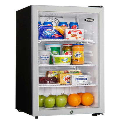 DAG026A2BDB Danby 2.6 cu. ft. Compact Glass Door Fridge in Platinum