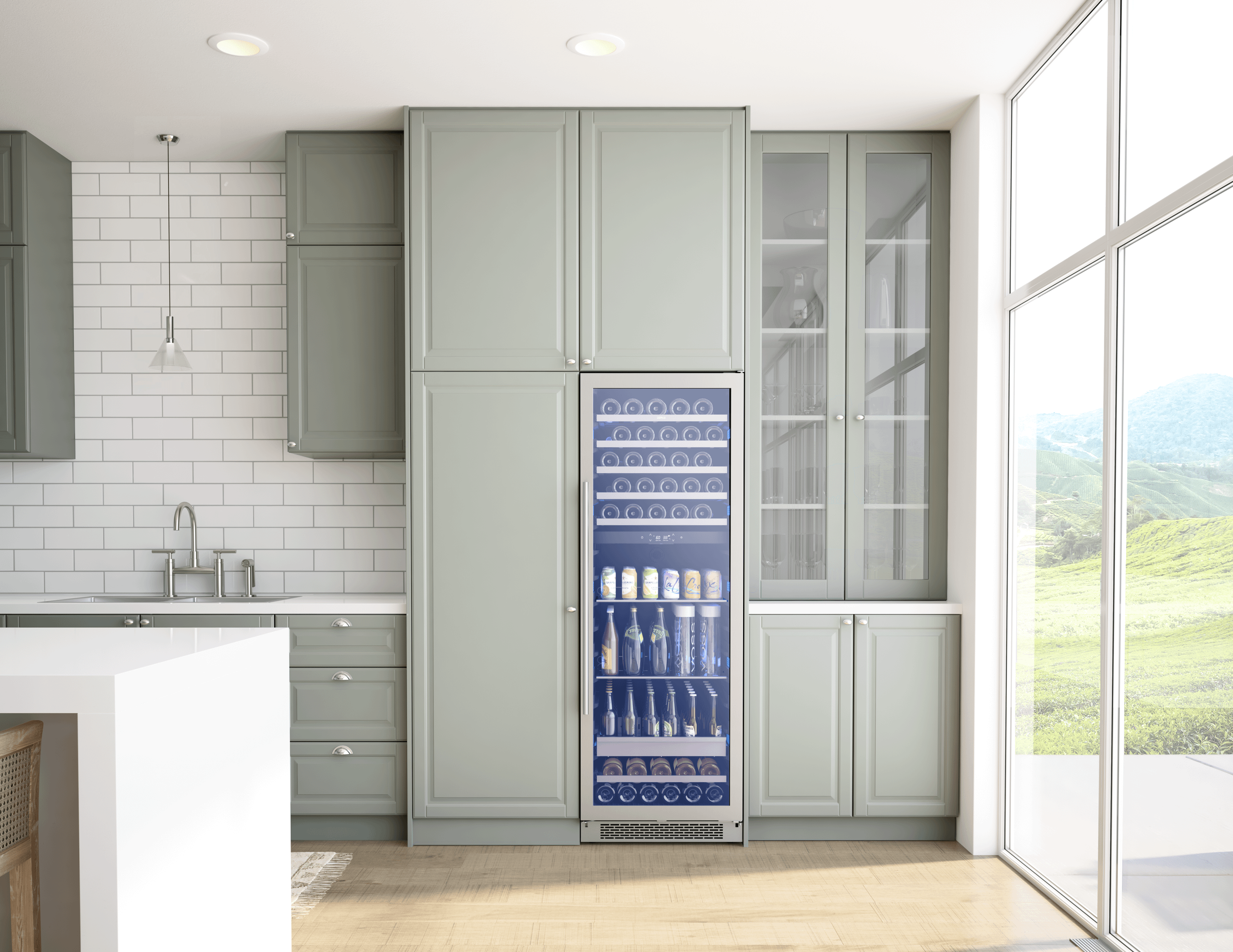 Zephyr PRWB24F02AG Presrv Wine and Beverage Cooler, 24in, Full Size, SS+Glass, Reversible Door, 2 Zones