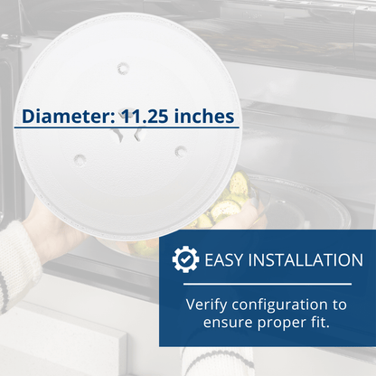 UNIVTRAY112 GE Appliances 11.25 inch Microwave Glass Tray Replacement, UNIVTRAY112