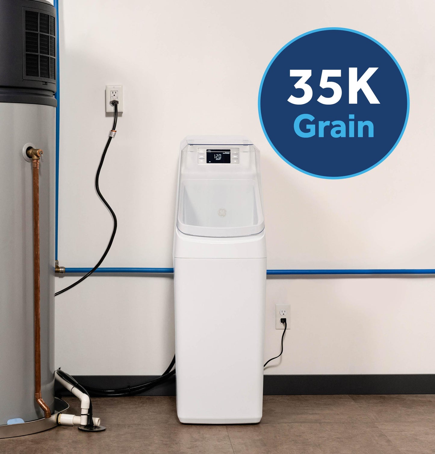 GXSH35W GE® Smart Water Softener 35,000 Grain Capacity
