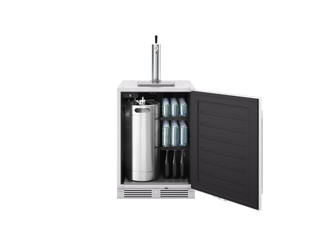 PRKB24C01ASOD Presrv Outdoor Kegerator & Beverage Cooler, 24in Under Cabinet, SS+Glass, Reverse Door, 1 Zone