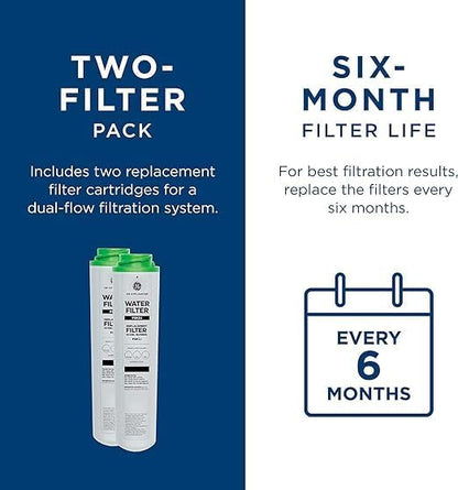 FQK2J GE UNDER SINK REPLACEMENT WATER FILTER SET DUAL FLOW - ADVANCED FILTRATION