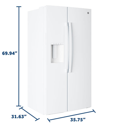 GZS24NGYWW GE® 23.6 Cu. Ft. Counter-Depth Side-By-Side Refrigerator with Extra Tall Dispenser and In-Door Icemaker