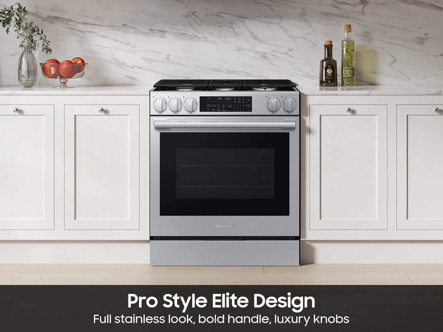 Samsung NSG90H60SR Bespoke Smart Slide-in Gas Range Pro Style Elite Design  Illuminated Knobs  Air Fry Max