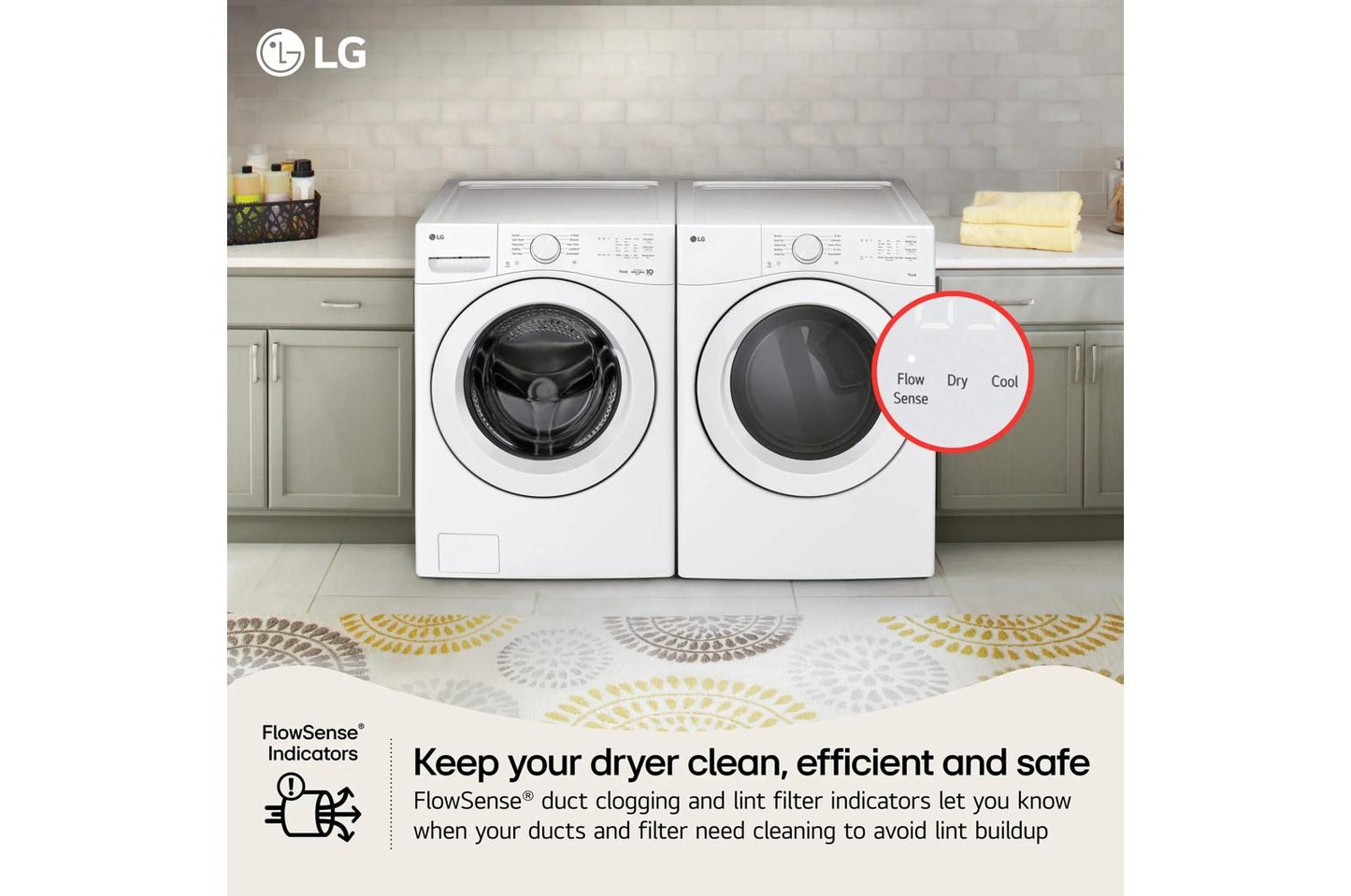 Lg DLE3420W 7.4 cu. ft. Ultra Large Capacity Smart Front Load Electric Dryer