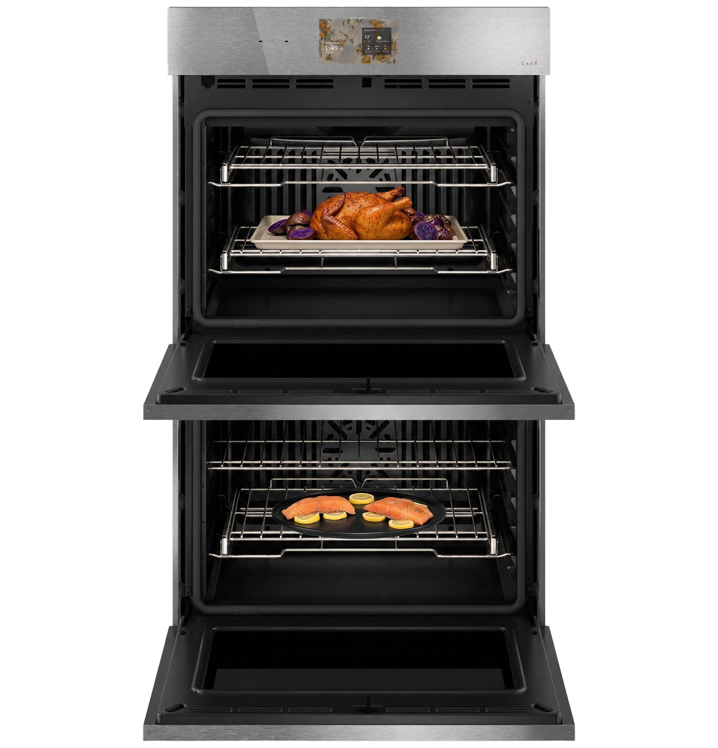 Cafe CTD90DM2ZS5 CAF(EBACK)™ 30" Smart Built-In Convection Double Wall Oven in Platinum Glass