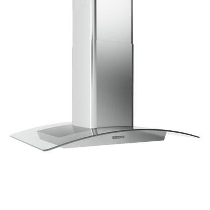 Zephyr BMLE30BG Brisas Curved Glass Chim. Is., 30" G, 600 CFM, ACT, LED