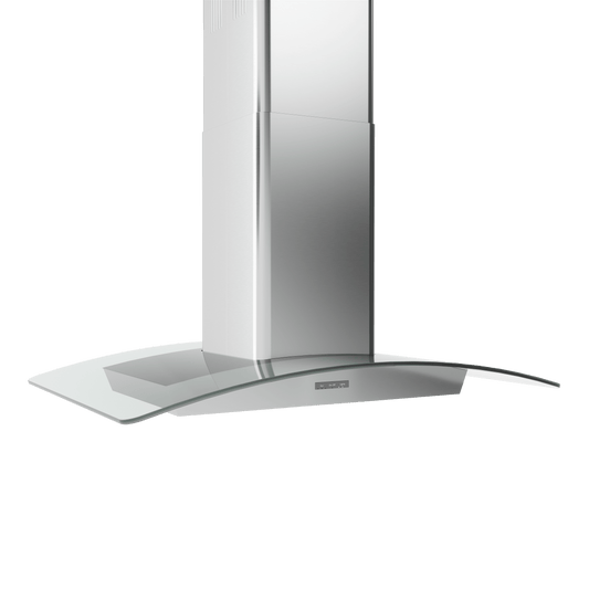 Zephyr BMLE30BG Brisas Curved Glass Chim. Is., 30" G, 600 CFM, ACT, LED