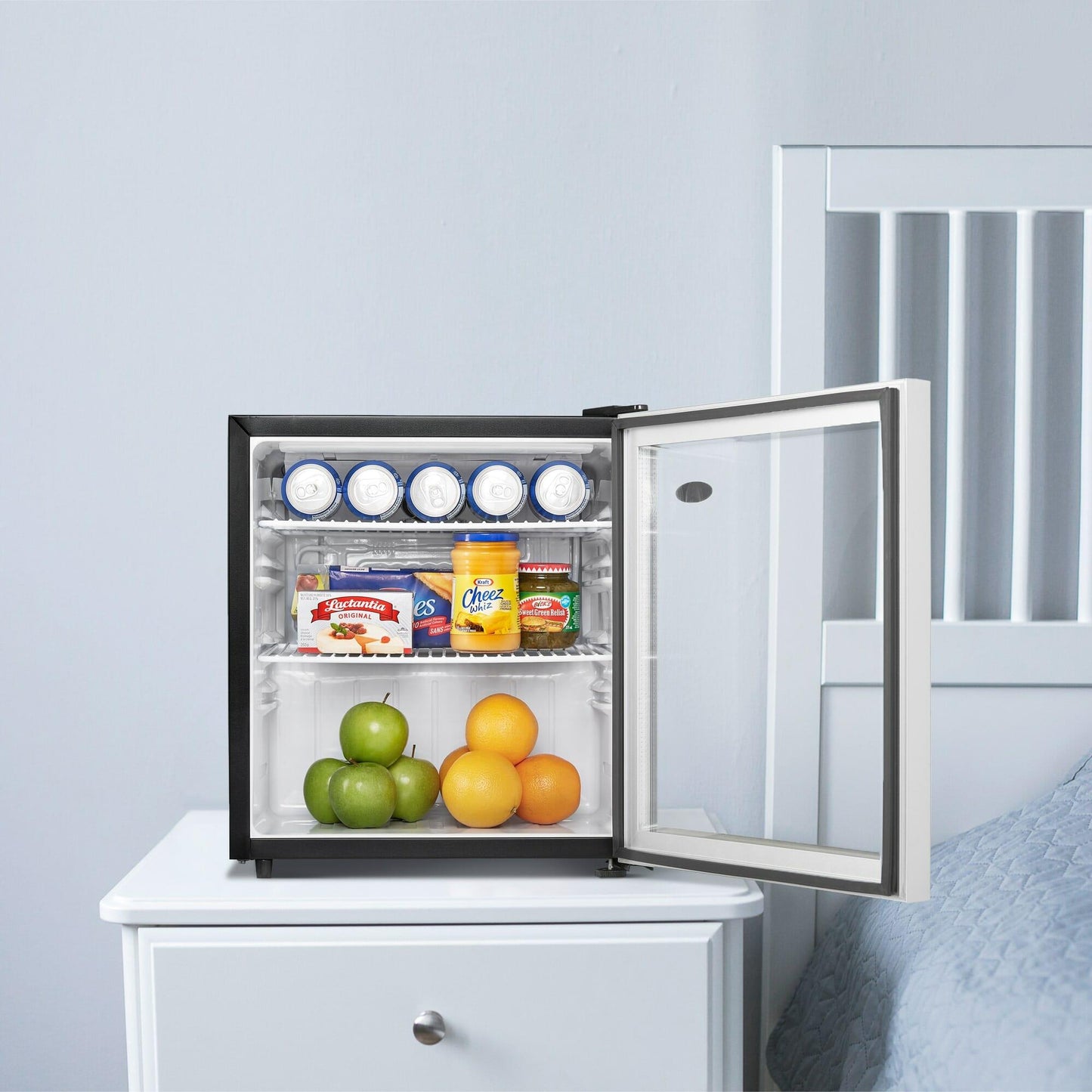 DAG016A2BDB Danby 1.6 cu. ft. Compact Glass Door Fridge in Platinum