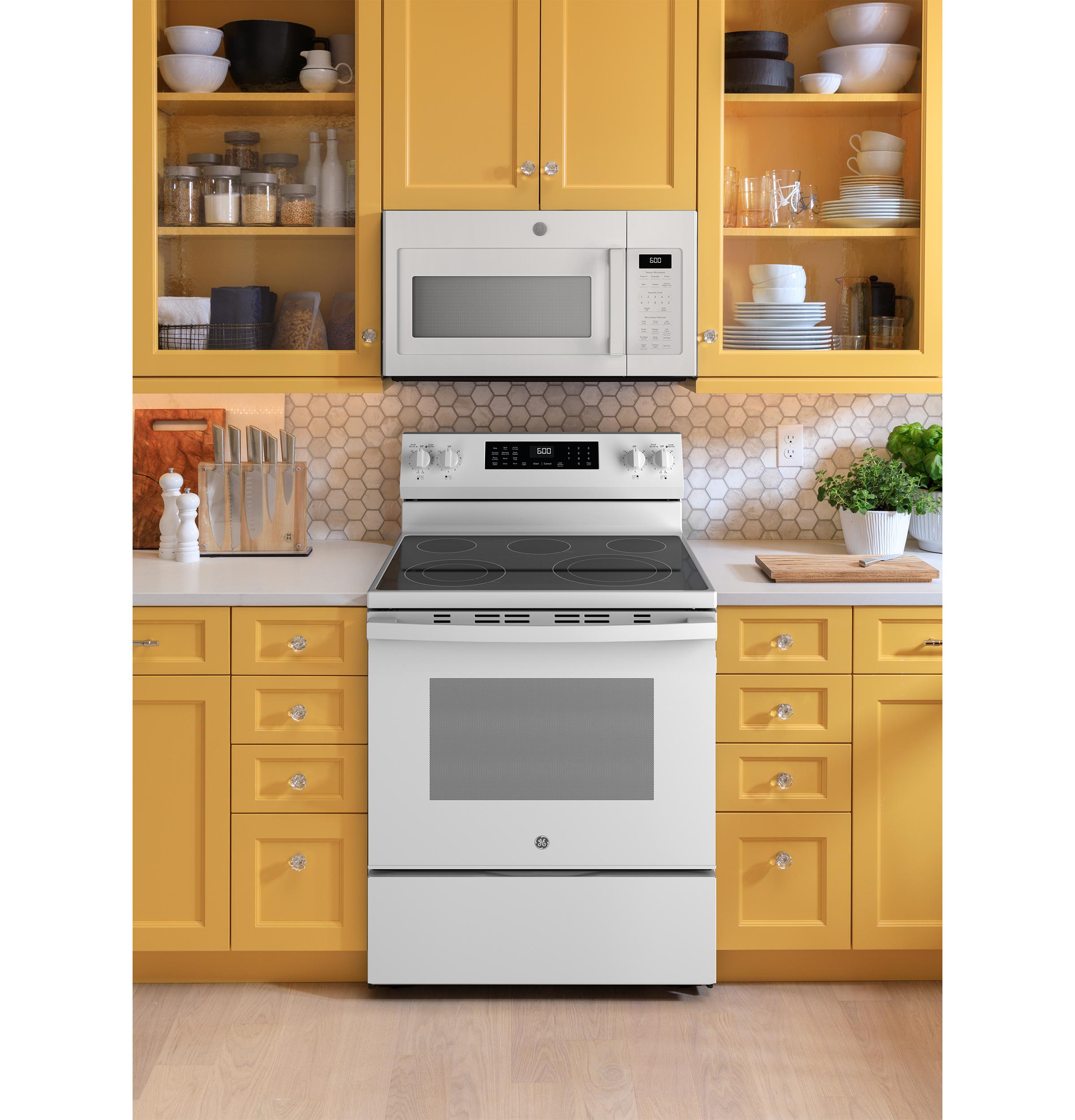 GRF600AVWW GE® 30" Free-Standing Electric Convection Range with No Preheat Air Fry and EasyWash™ Oven Tray