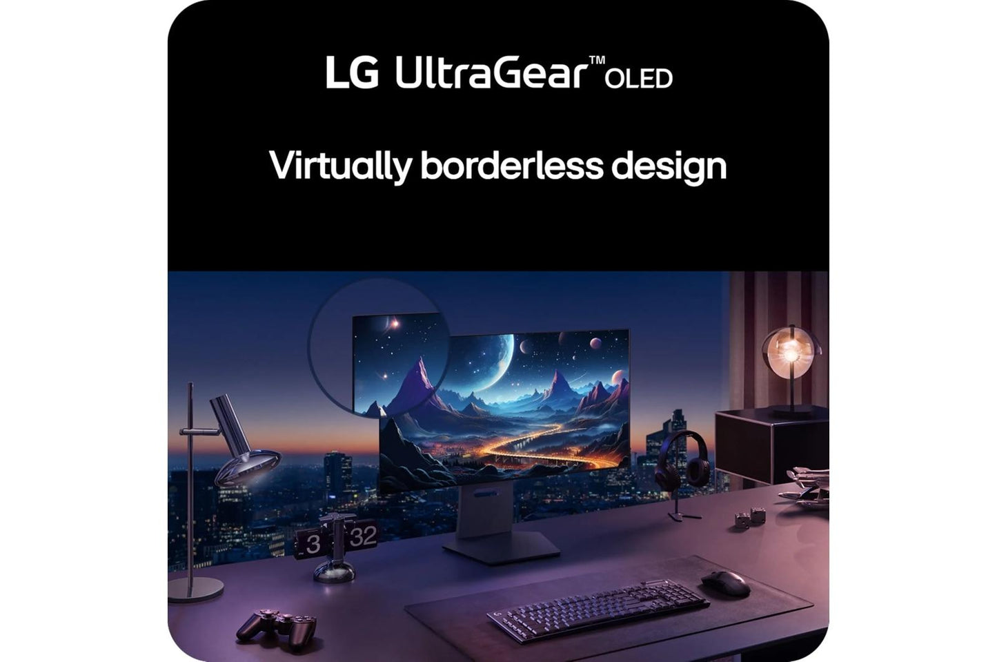 Lg 32GS95UEB 32 Inch UltraGear™ OLED Dual Mode 4K UHD 240Hz or FHD 480Hz 0.03ms G-Sync Compatible Gaming Monitor with Pixel Sound - 32GS95UE-B