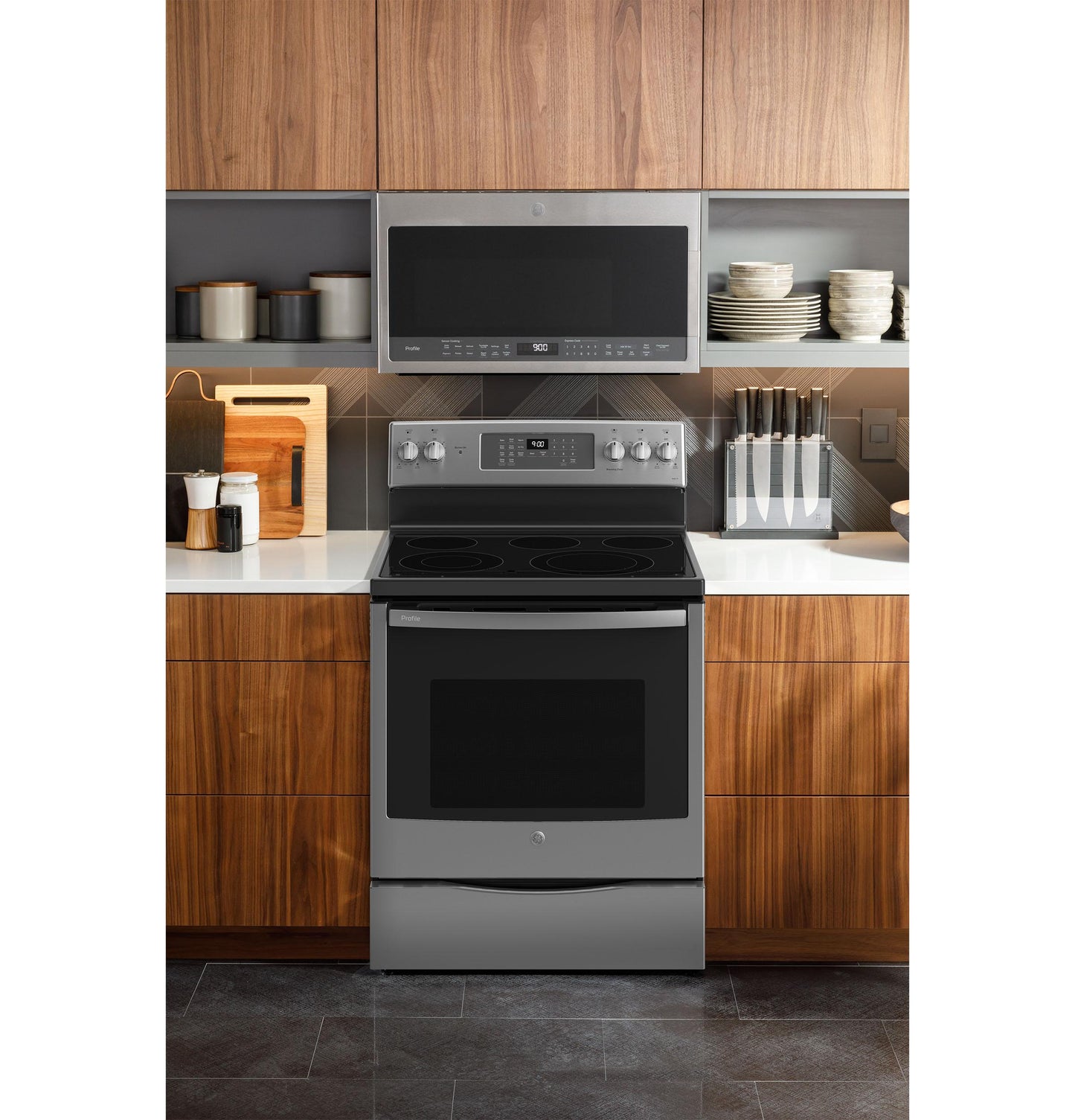 PB900YVFS GE Profile™ ENERGY STAR® 30" Smart Free-Standing Electric Convection Fingerprint Resistant Range with No Preheat Air Fry