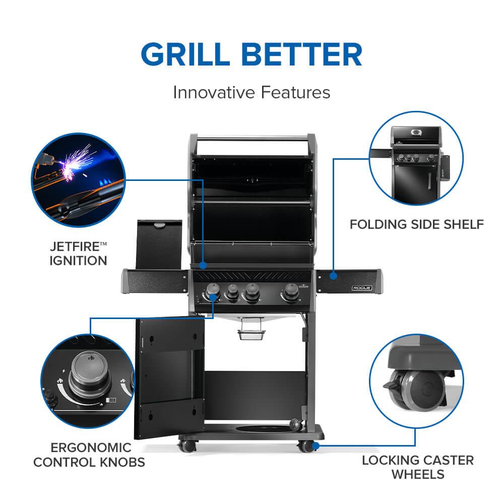 Napoleon Bbq R425SBNK2FB Rogue 425 SB with Range Side Burner , Natural Gas, Black