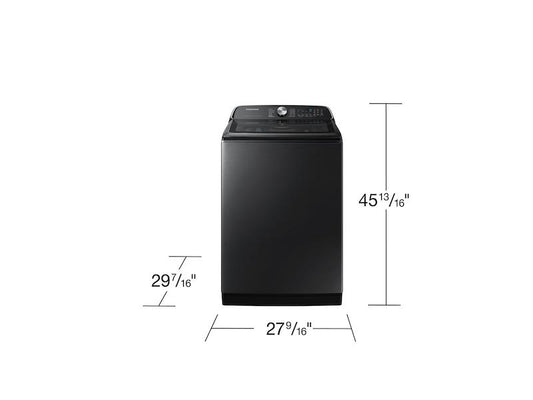 Samsung WA54CG7105AVUS 5.4 cu. ft. Extra-Large Capacity Smart Top Load Washer with ActiveWave™ Agitator and Super Speed Wash in Brushed Black