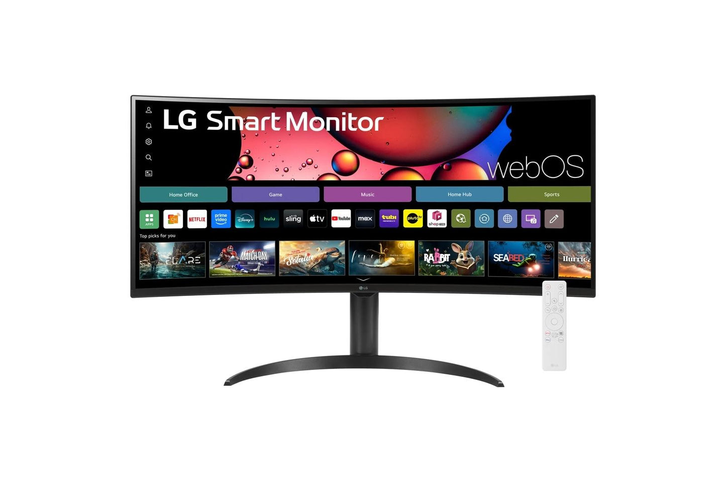 Lg 34SR65QCB 34 Inch Smart Monitor WQHD 1440P Curved Screen 100Hz with webOS Tilt/Height Adjustable Stand