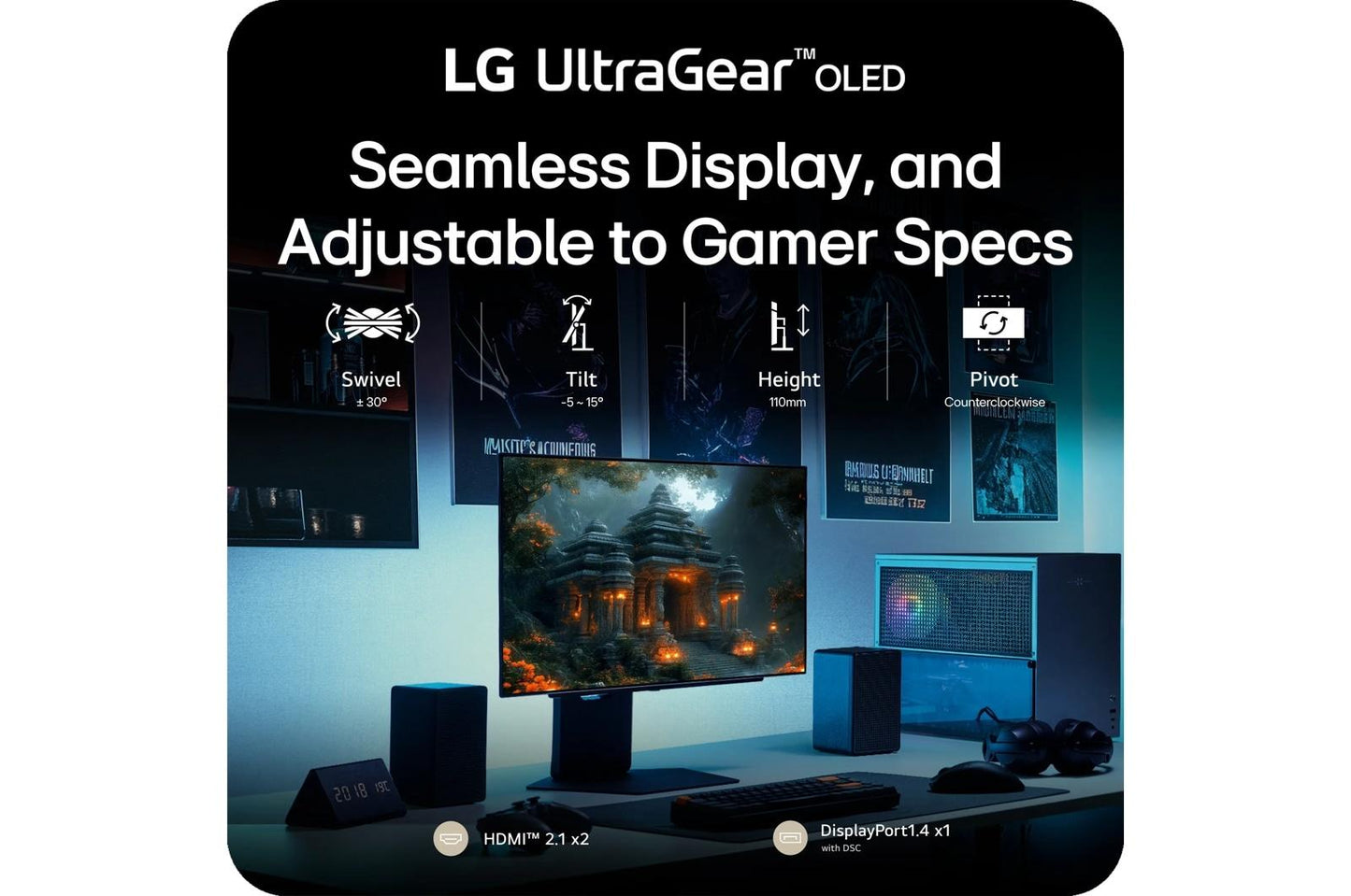 Lg 32GX850AB 32 Inch UltraGear™ Glossy OLED Dual Mode 4K UHD 165Hz or FHD 330Hz 0.03ms G-Sync Compatible Gaming Monitor