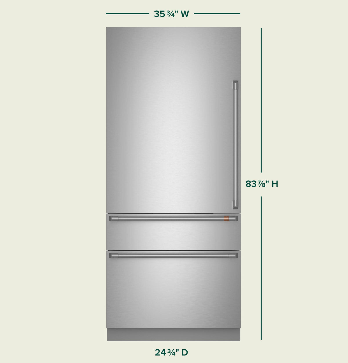 CIC36LK6ZII CAFE™ 36" Panel-Ready Integrated Bottom-Freezer Refrigerator - Left Swing