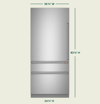 CIC36LK6ZII CAFE™ 36" Panel-Ready Integrated Bottom-Freezer Refrigerator - Left Swing