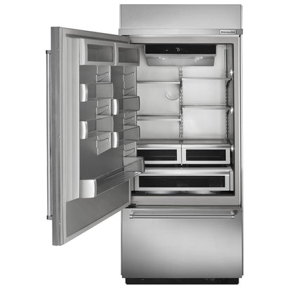 Kitchenaid KBBL306ESS 20.9 Cu. Ft. 36" Width Built-In Stainless Bottom Mount Refrigerator with Platinum Interior Design