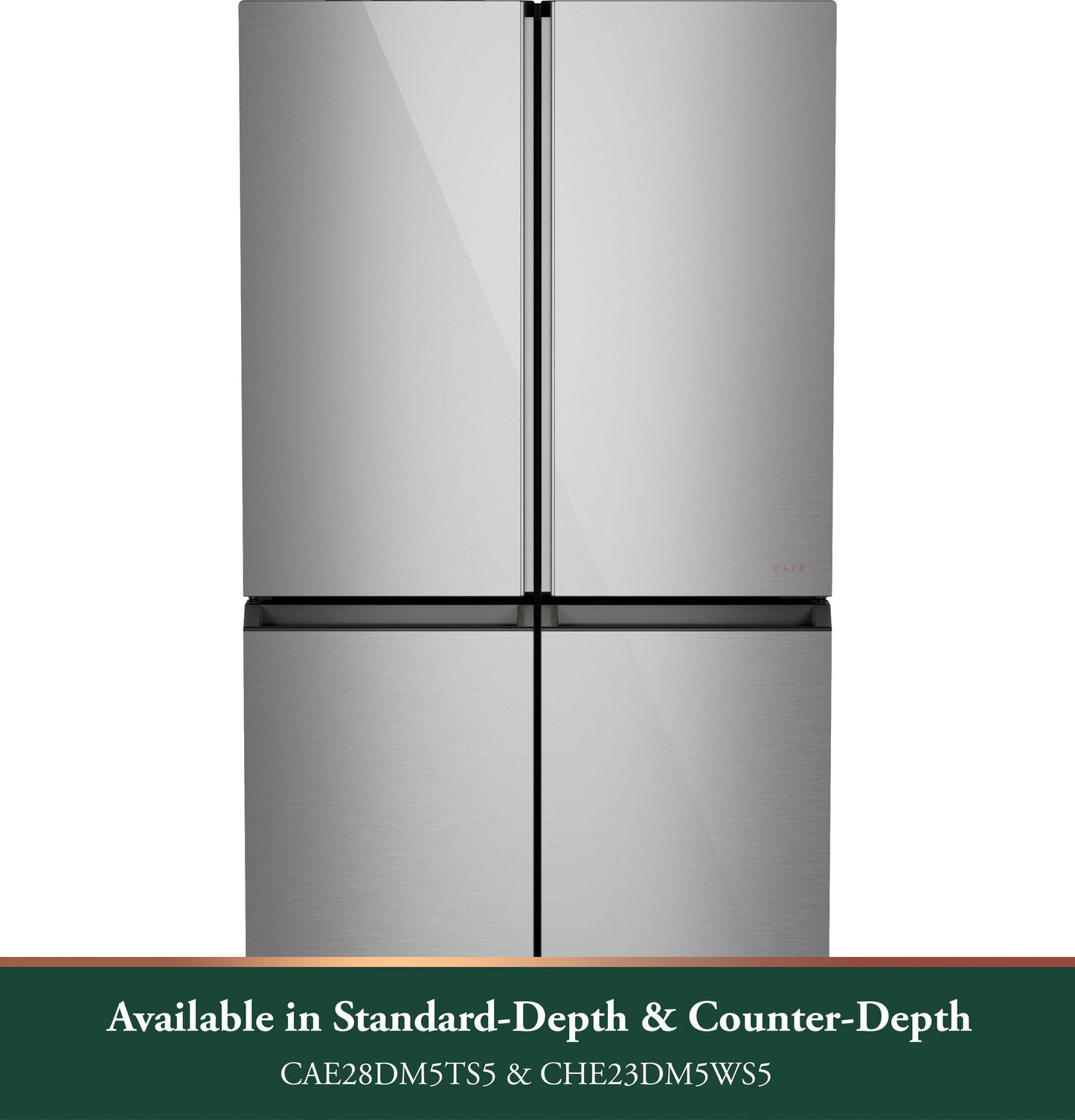 Cafe CHE23DM5WS5 CAF(EBACK)™ ENERGY STAR® 22.9 Cu. Ft. Smart Counter-Depth Quad-Door Refrigerator in Platinum Glass with Dual-Dispense AutoFill Pitcher