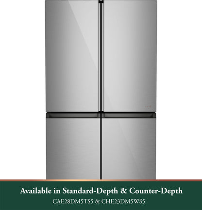 Cafe CHE23DM5WS5 CAF(EBACK)™ ENERGY STAR® 22.9 Cu. Ft. Smart Counter-Depth Quad-Door Refrigerator in Platinum Glass with Dual-Dispense AutoFill Pitcher