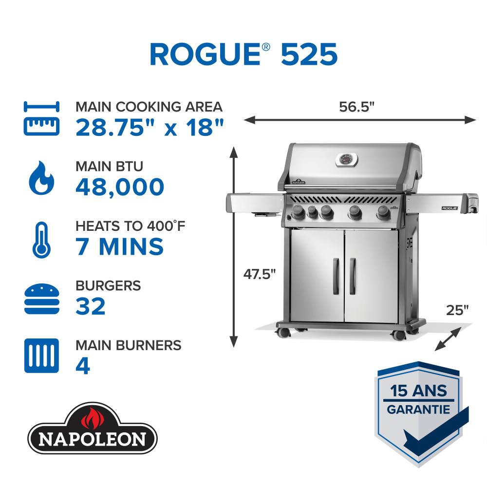 Napoleon Bbq R525SBPSS2FB Rogue 525 SB with Range Side Burner , Propane, Stainless Steel