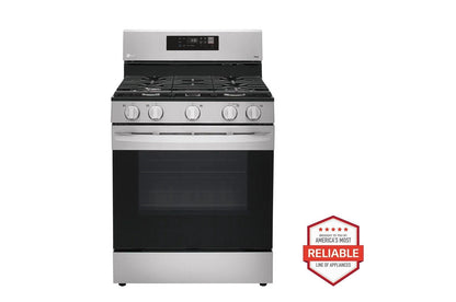 Lg LRFLC2706SLRGL5821SLDFN3432T 27 cu. ft. Smart Counter-Depth MAX™ French Door Refrigerator with Freestanding Gas Range and Front Control Dishwasher Kitchen Package in Stainless Steel